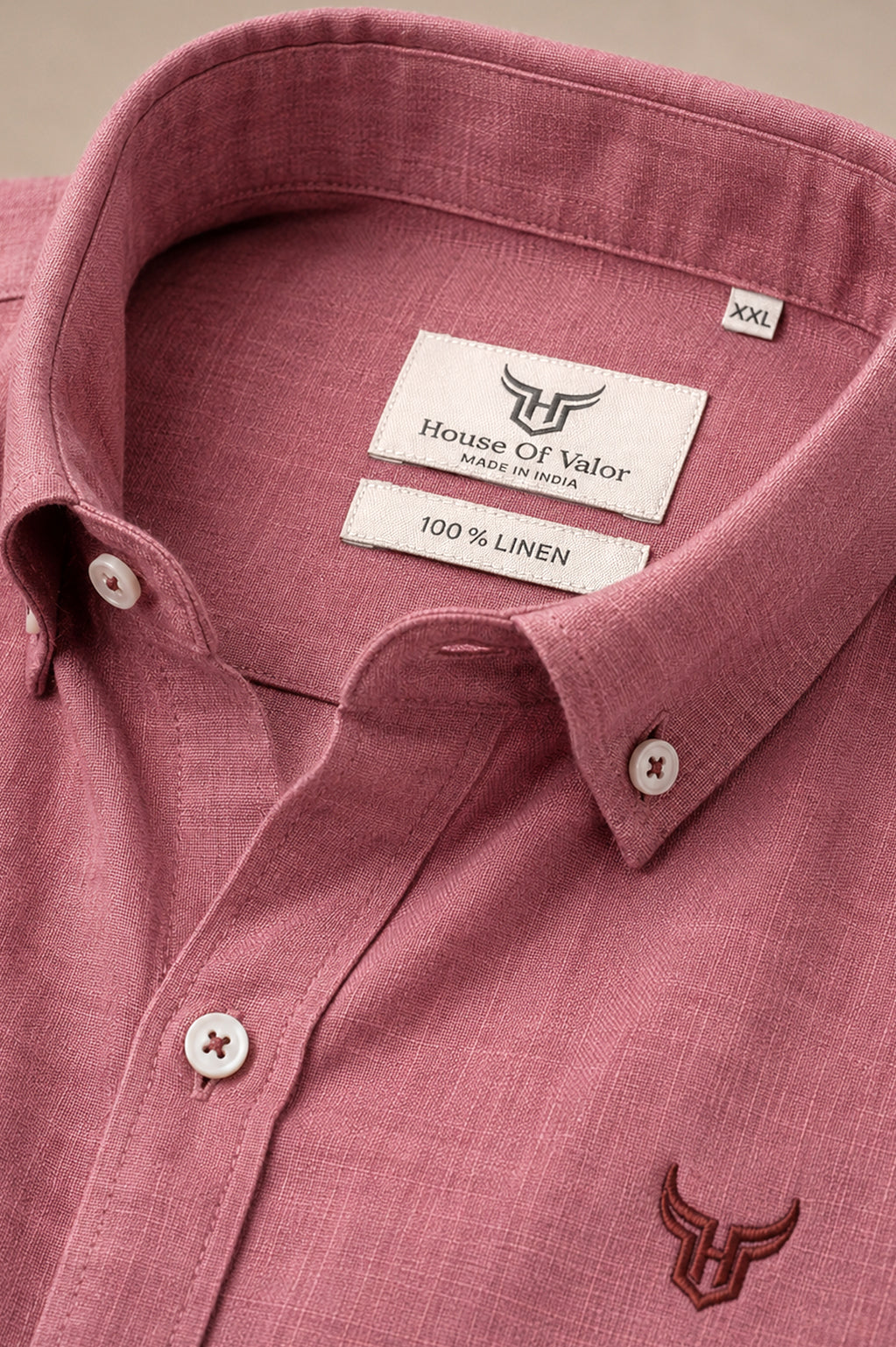 100% Linen Shirt - Peach