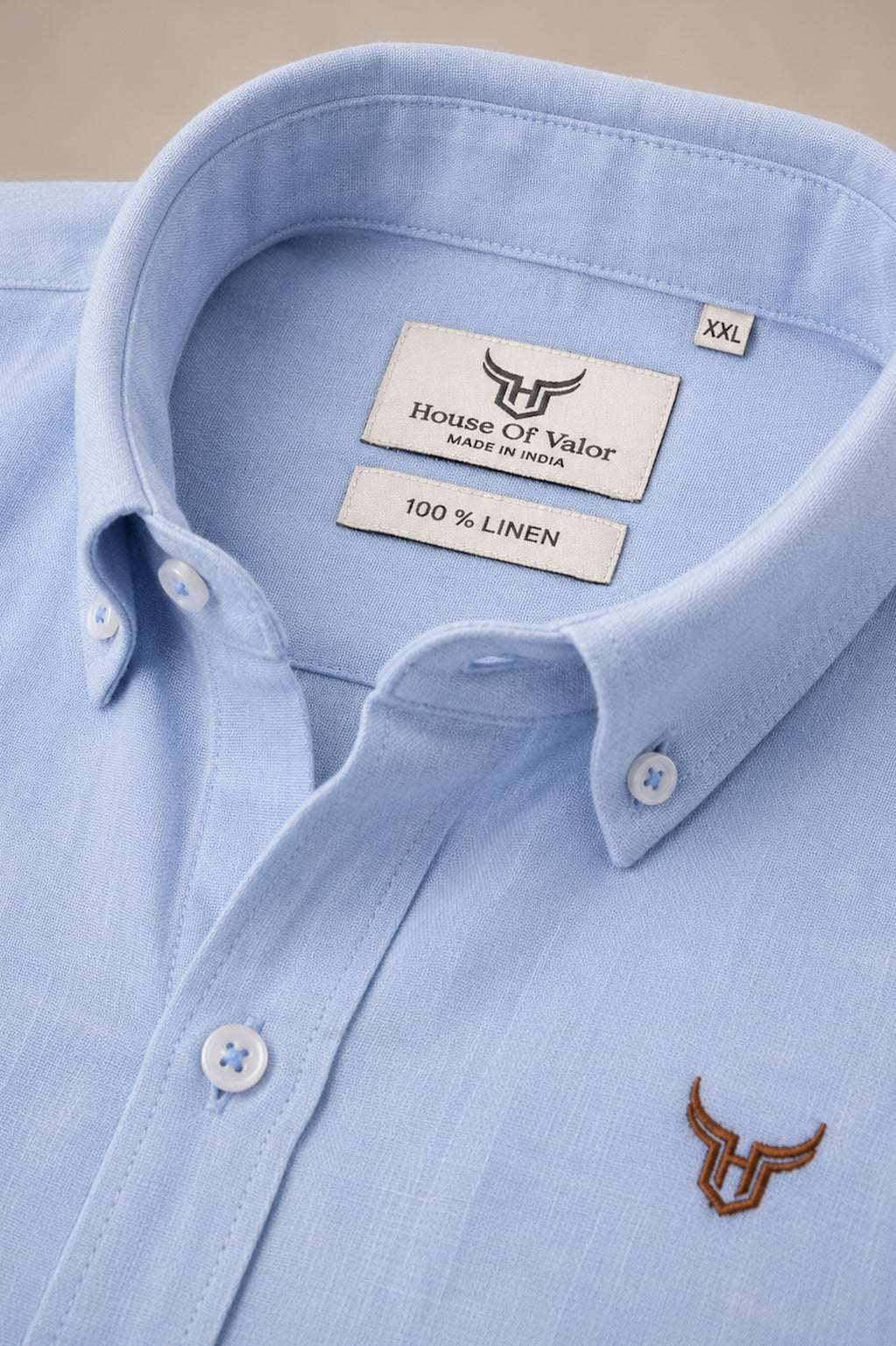 100% Linen Shirt - Sky Blue