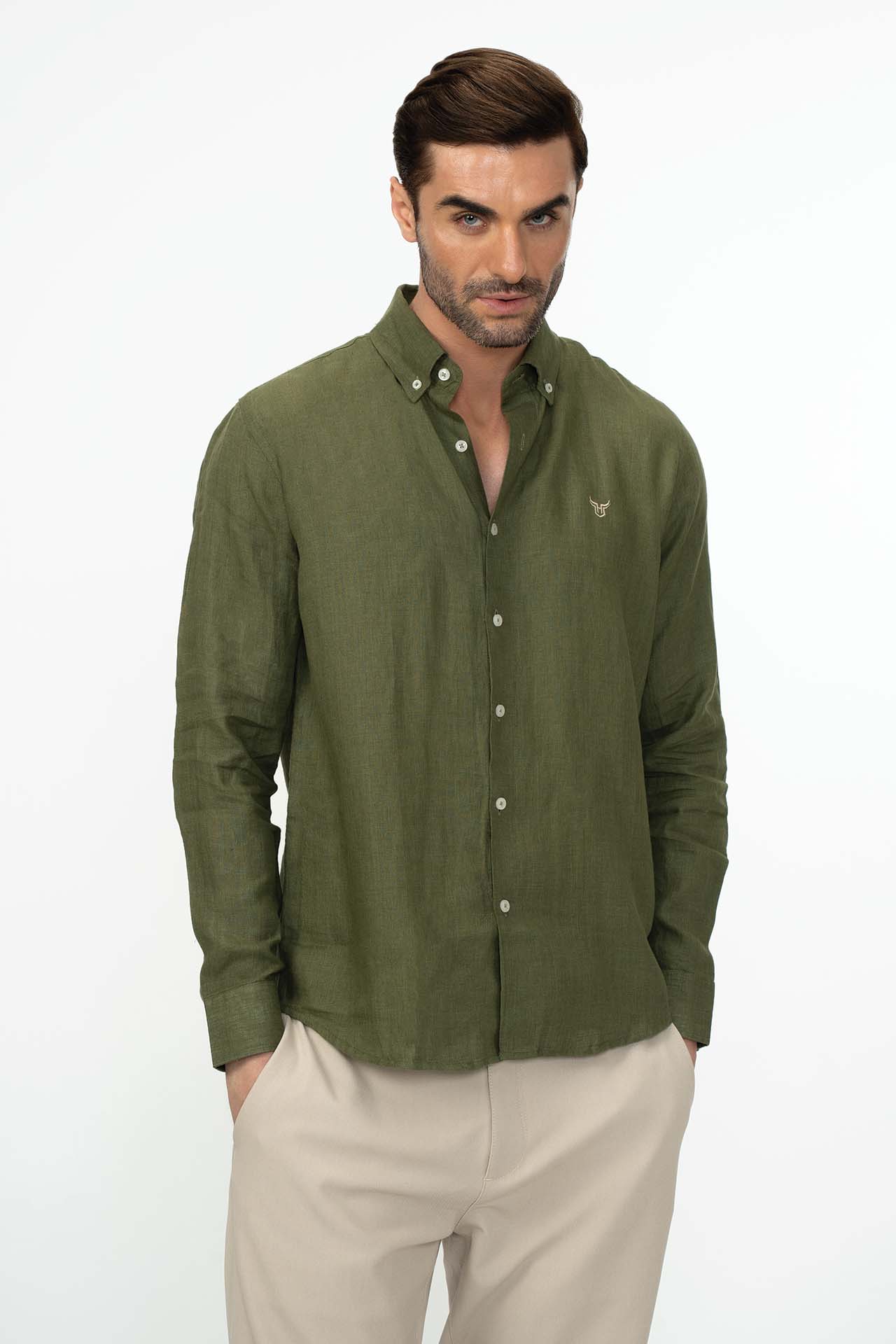 AMBROSE LINEN SOLID SHIRT main image 1
