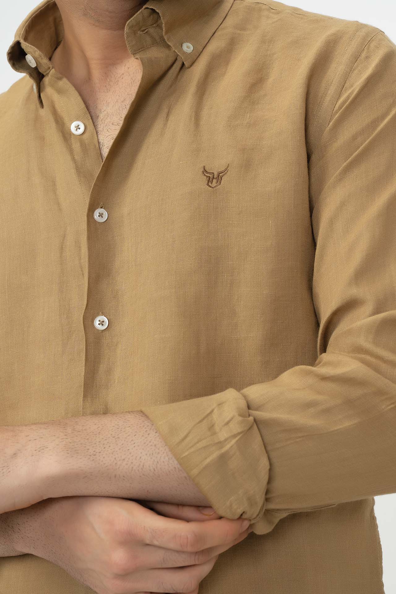 100% Linen Shirt - Tan