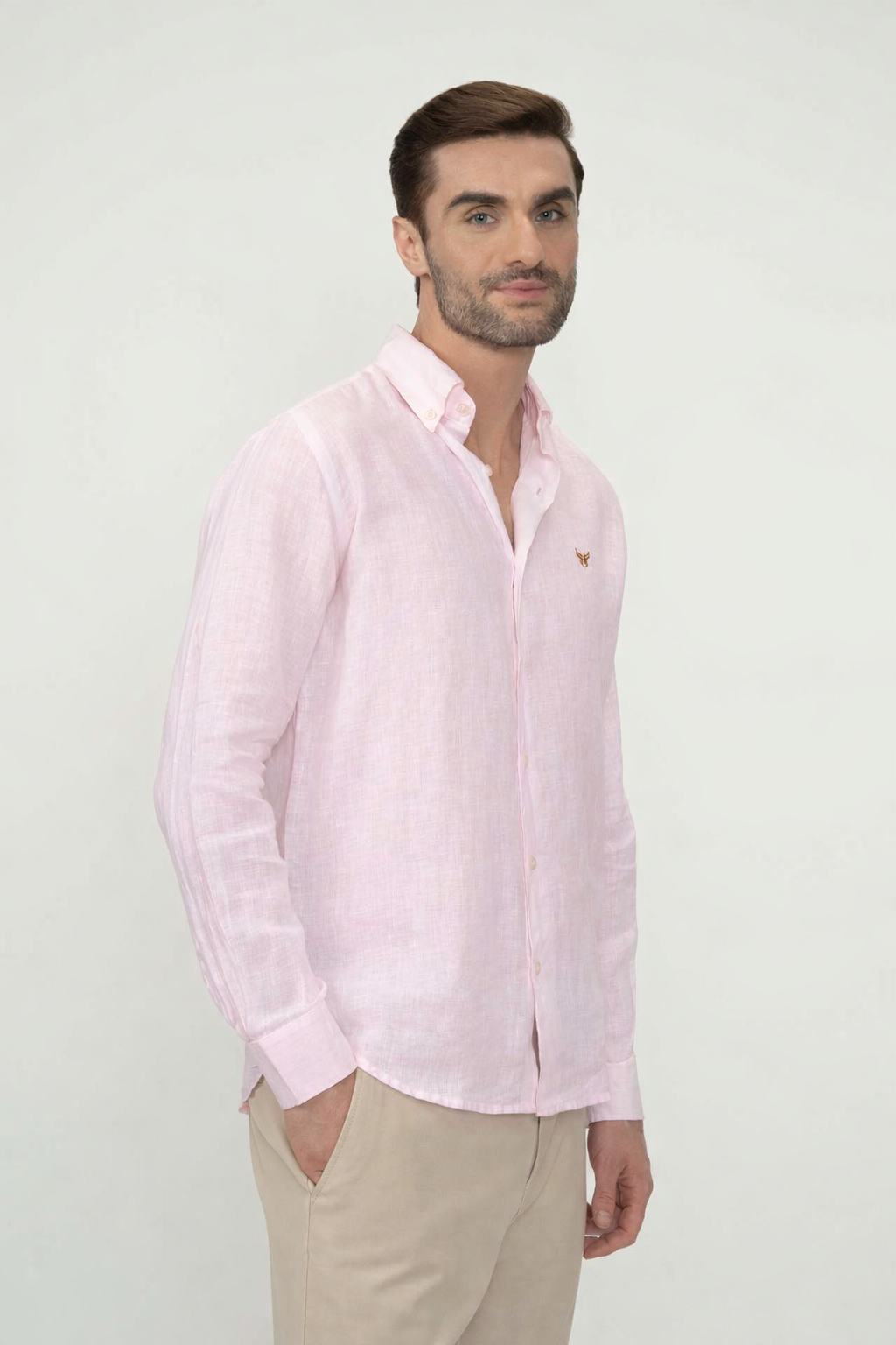 100% Linen Shirt - Pink