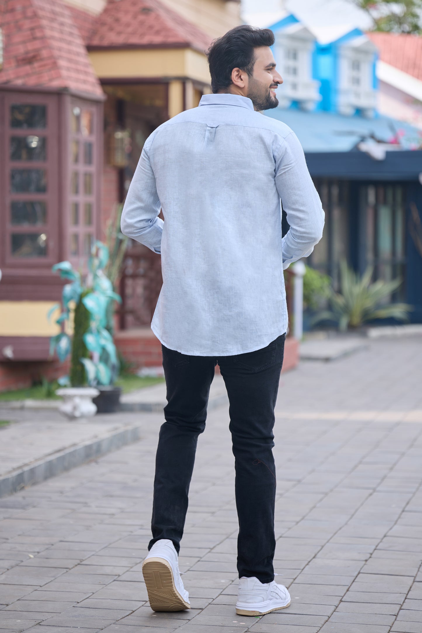100% Linen Shirt - Sky Blue