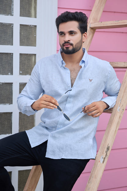 100% Linen Solid Mens Shirt