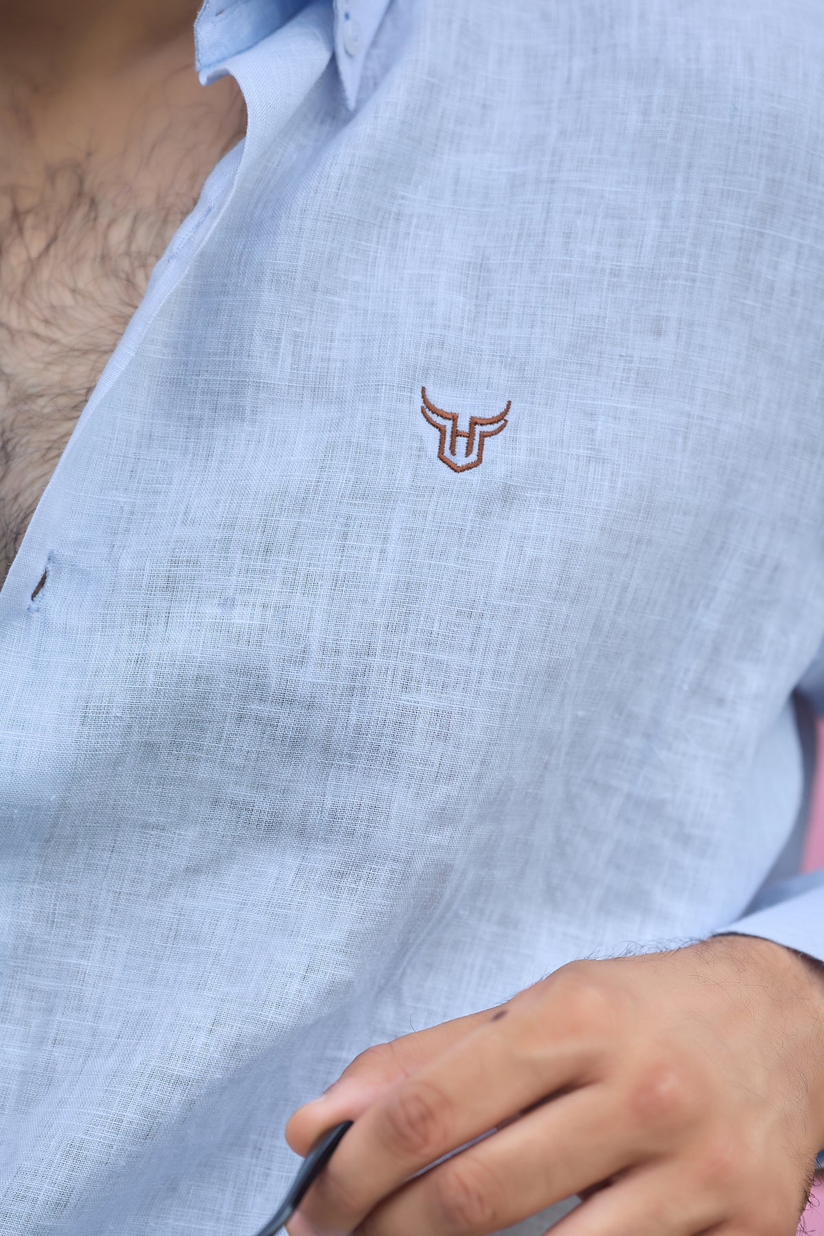 100% Linen Shirt - Sky Blue