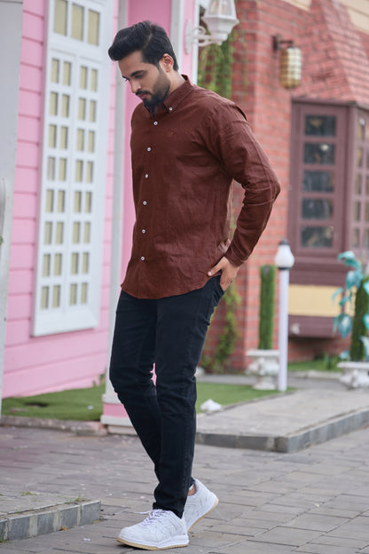 100% Linen Solid Mens Shirt