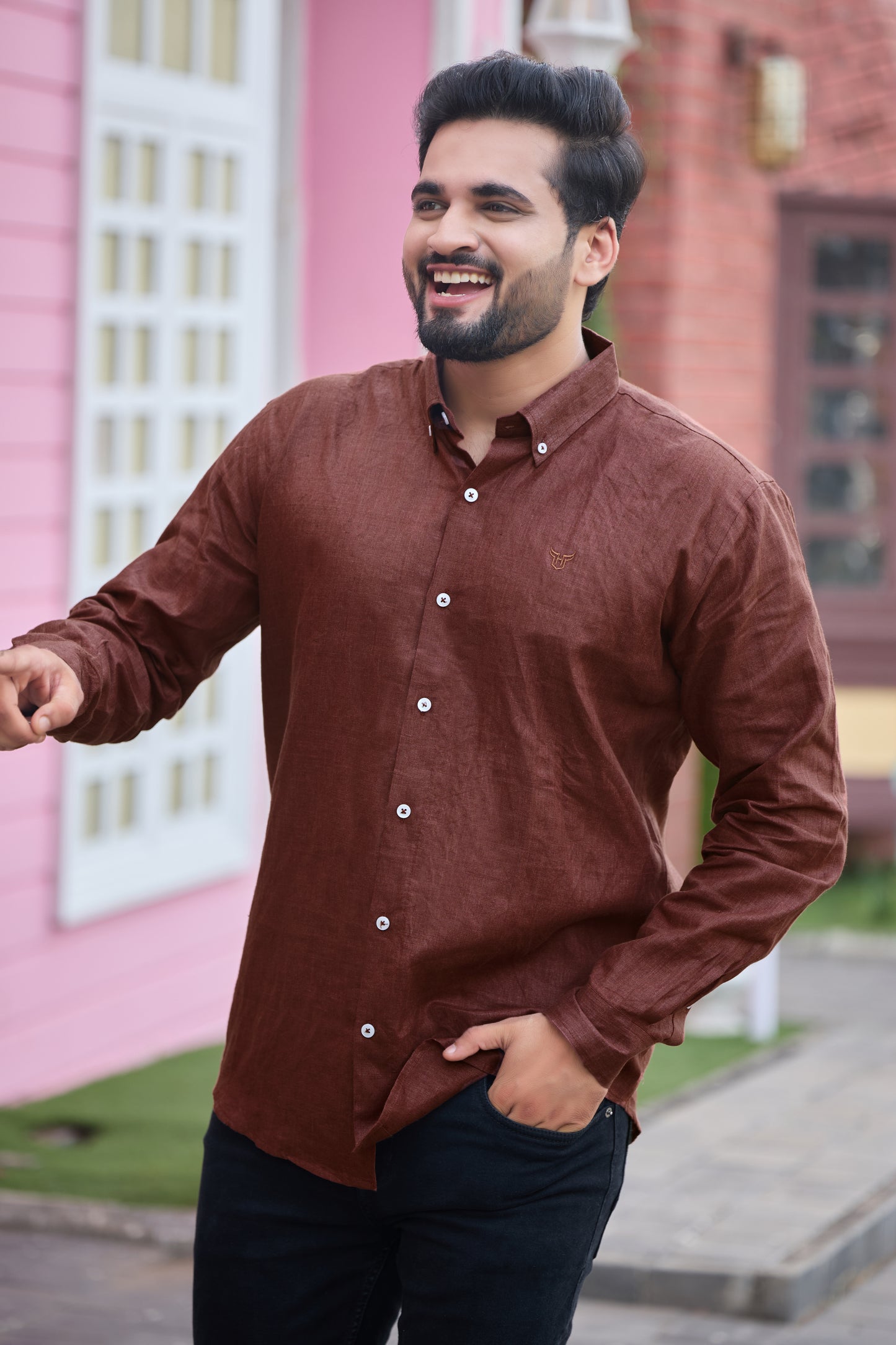 100% Linen Solid Mens Shirt