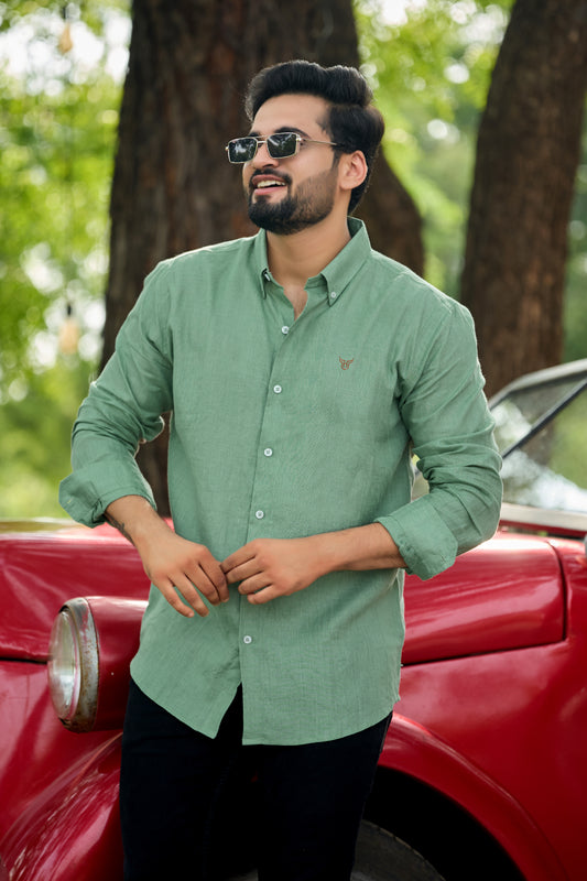 100% Linen Solid Mens Shirt