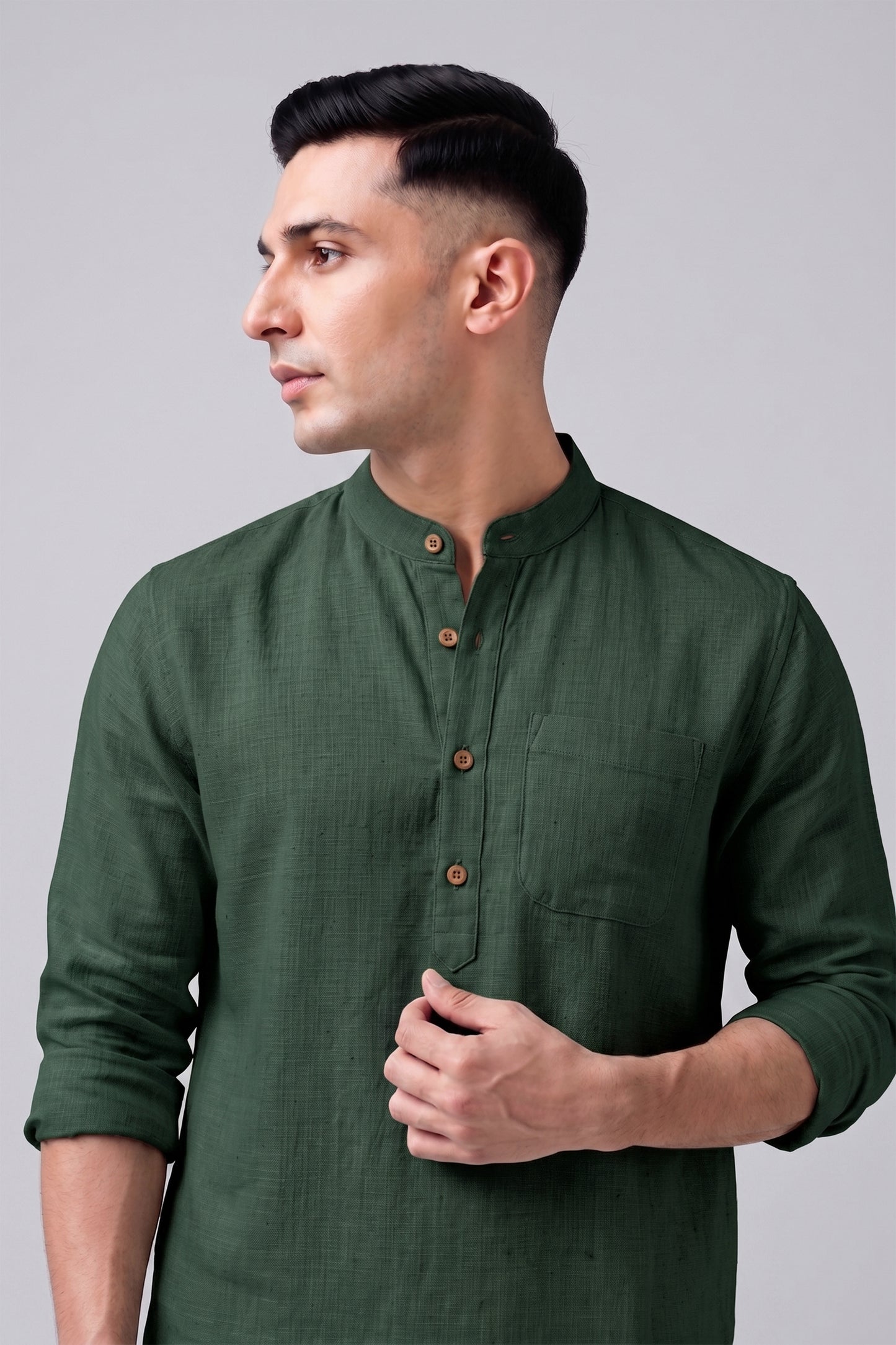 Short Kurta - Olive