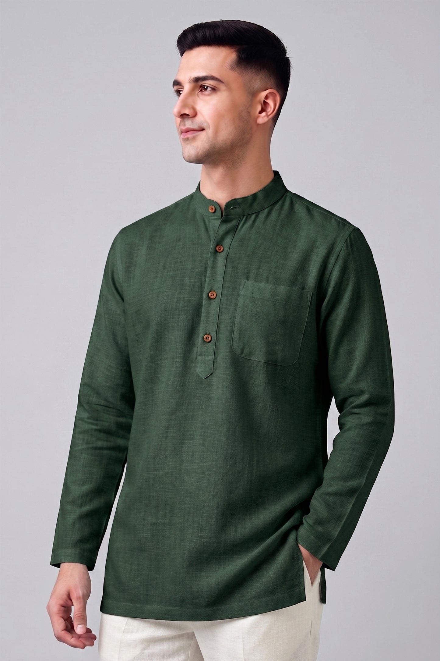 Short Kurta - Olive