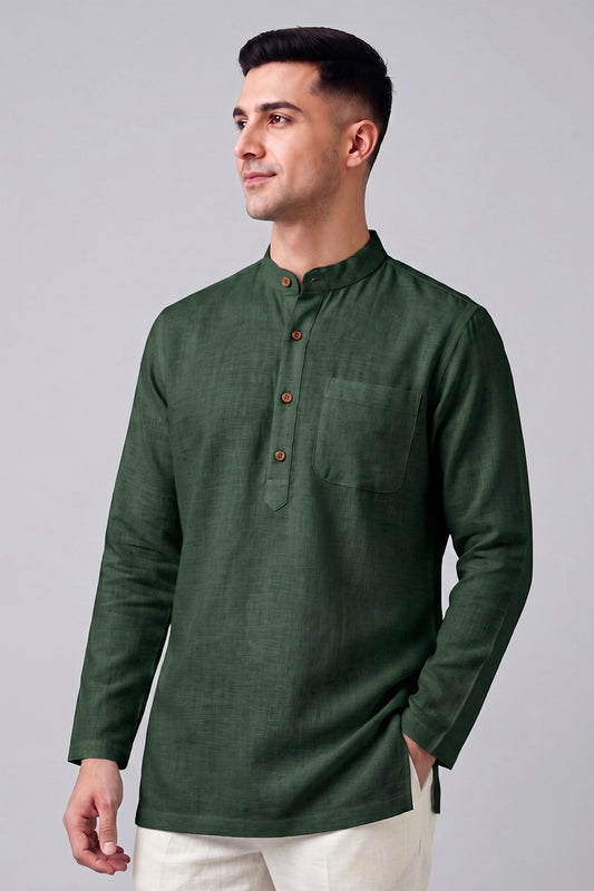Short Kurta - Olive