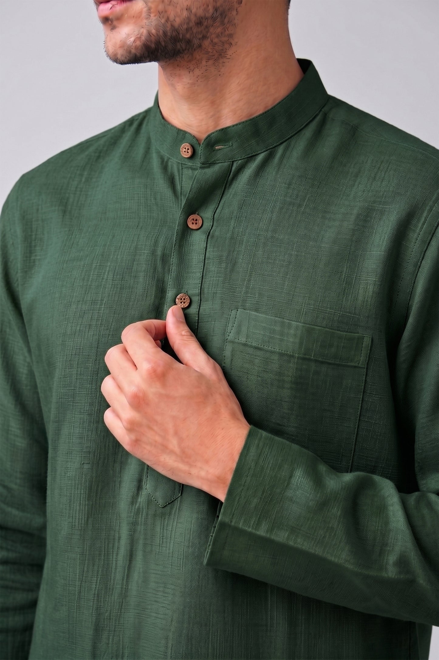 Short Kurta - Olive