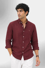100% Linen Shirt - Maroon