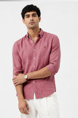 100% Linen Shirt - Peach