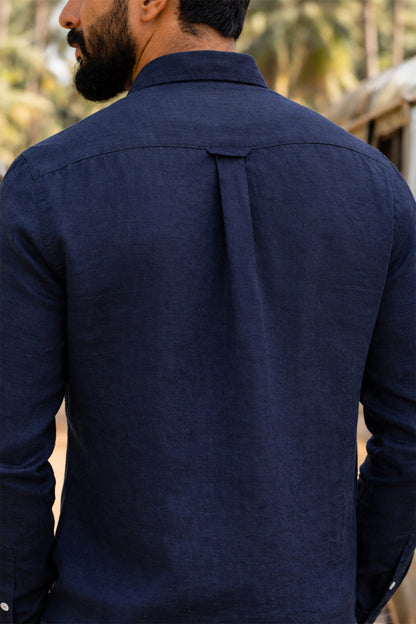 100% Linen Solid Mens Shirt
