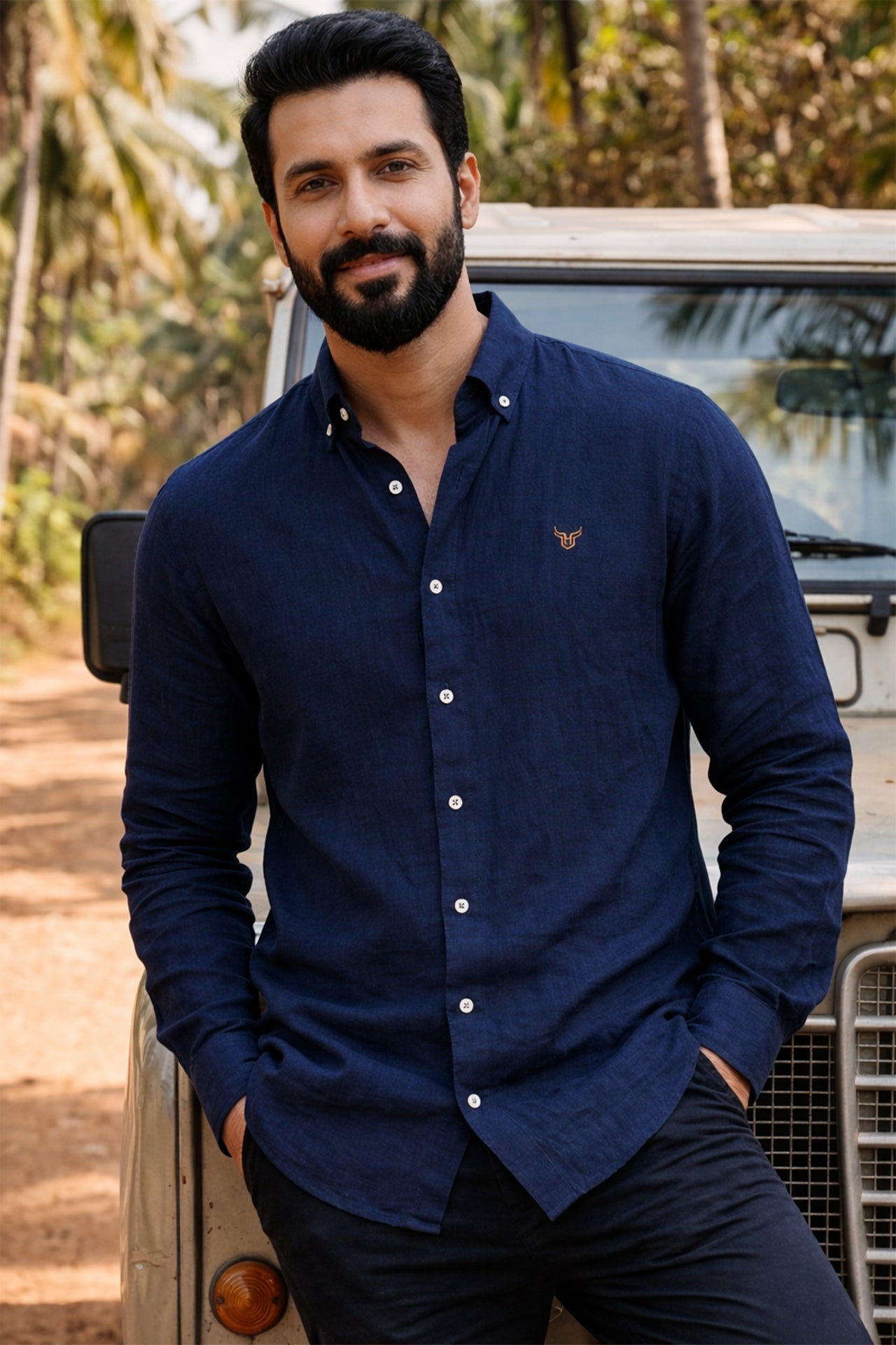 100% Linen Solid Mens Shirt
