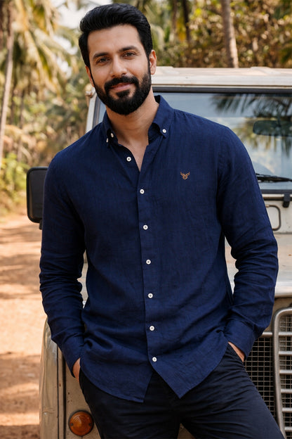 100% Linen Solid Mens Shirt