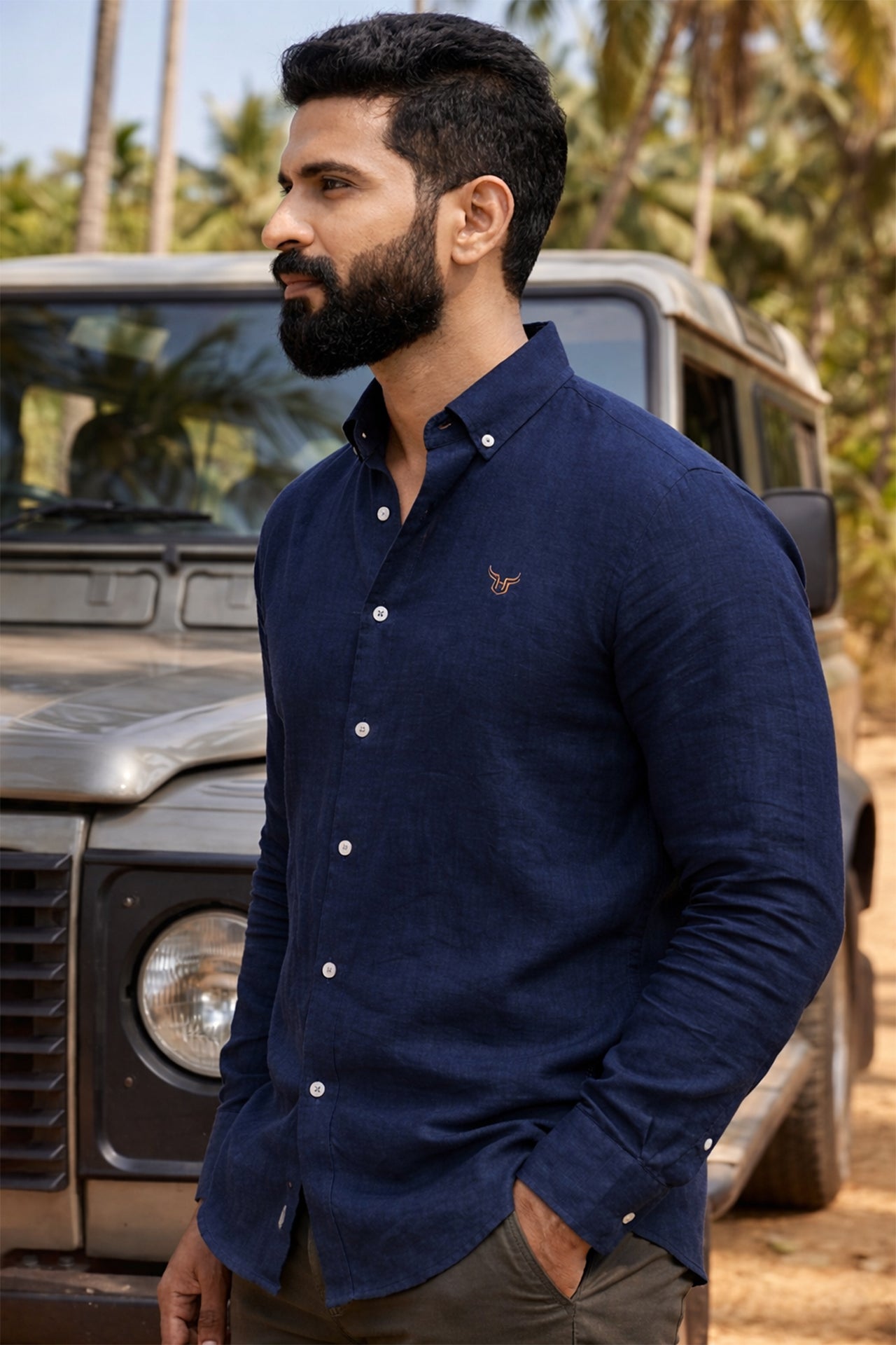 100% Linen Solid Mens Shirt