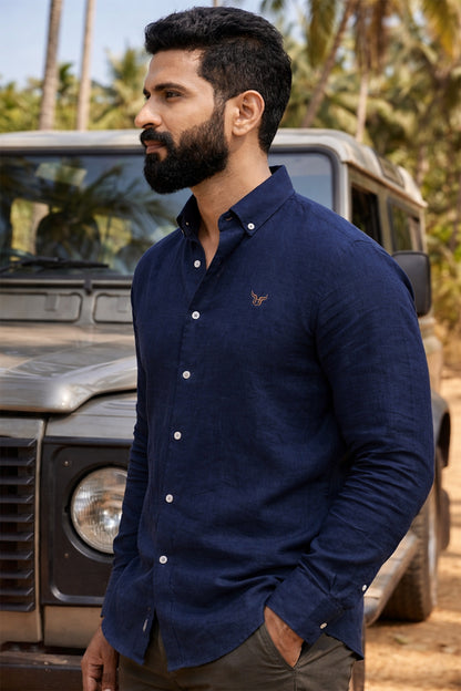 100% Linen Solid Mens Shirt