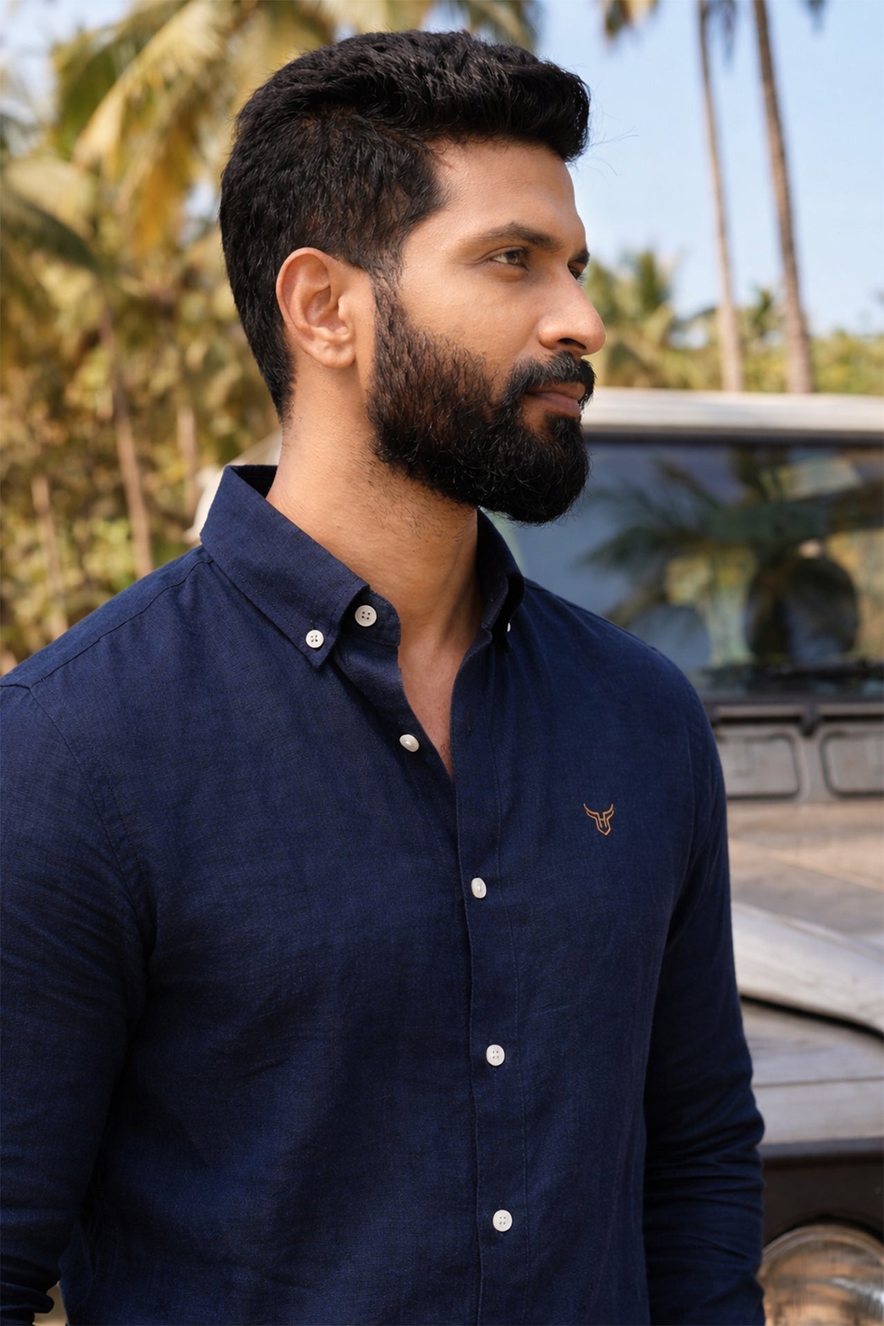 100% Linen Solid Mens Shirt