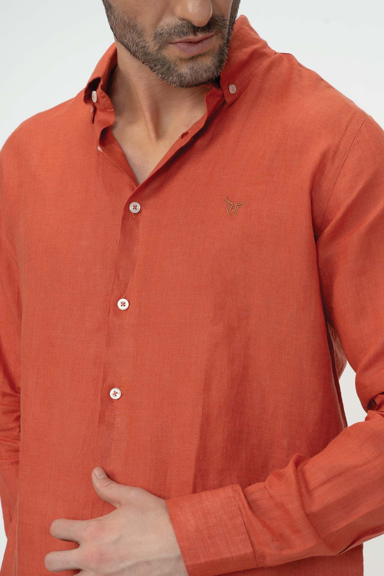 100% Linen Solid Mens Shirt