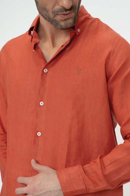 100% Linen Solid Mens Shirt