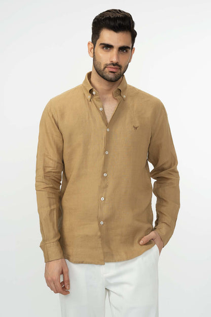 100% Linen Shirt - Tan