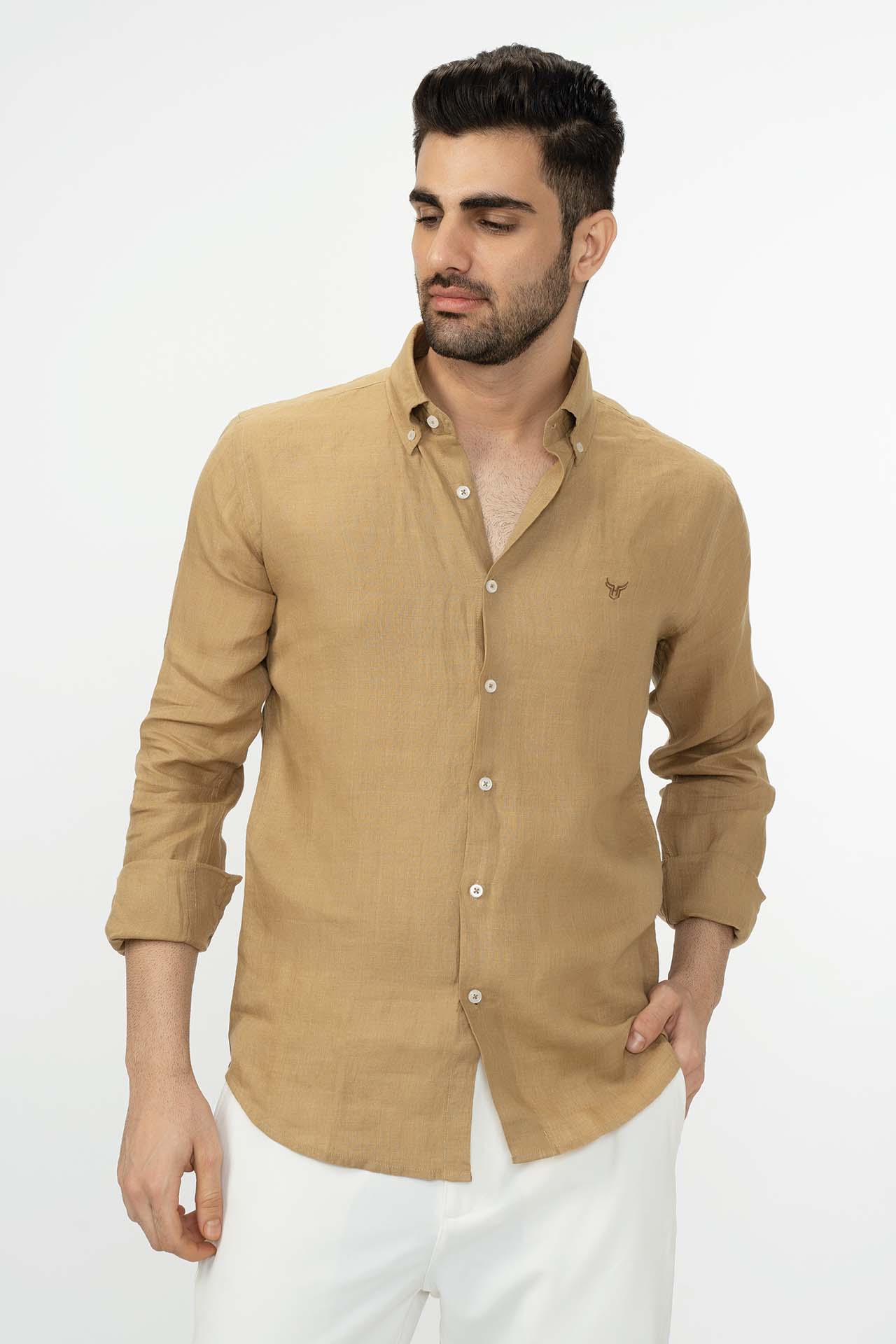 100% Linen Shirt - Tan