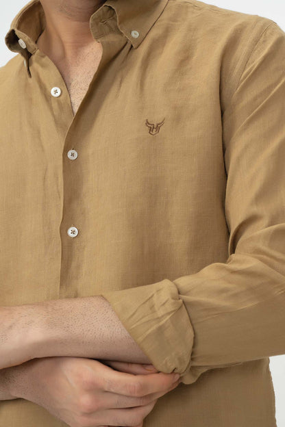 100% Linen Shirt - Tan