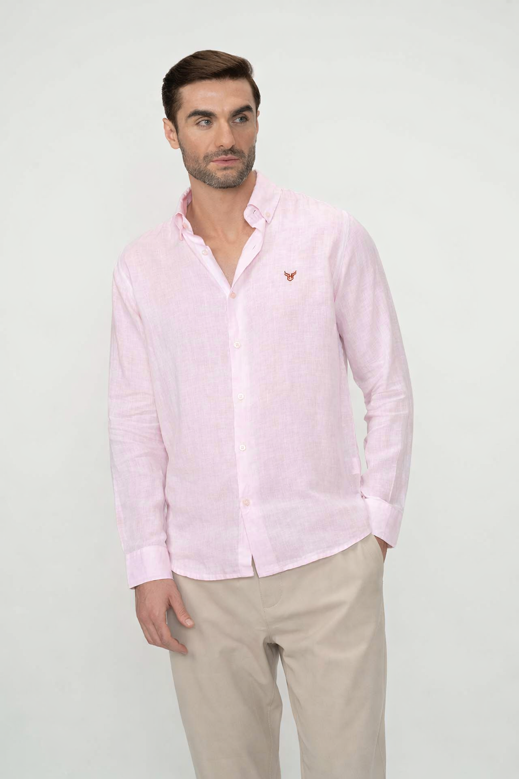 100% Linen Shirt - Pink