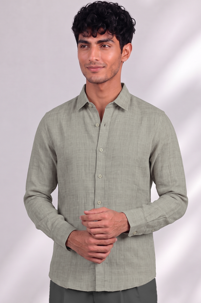 100% Linen Shirt - Checks Beige