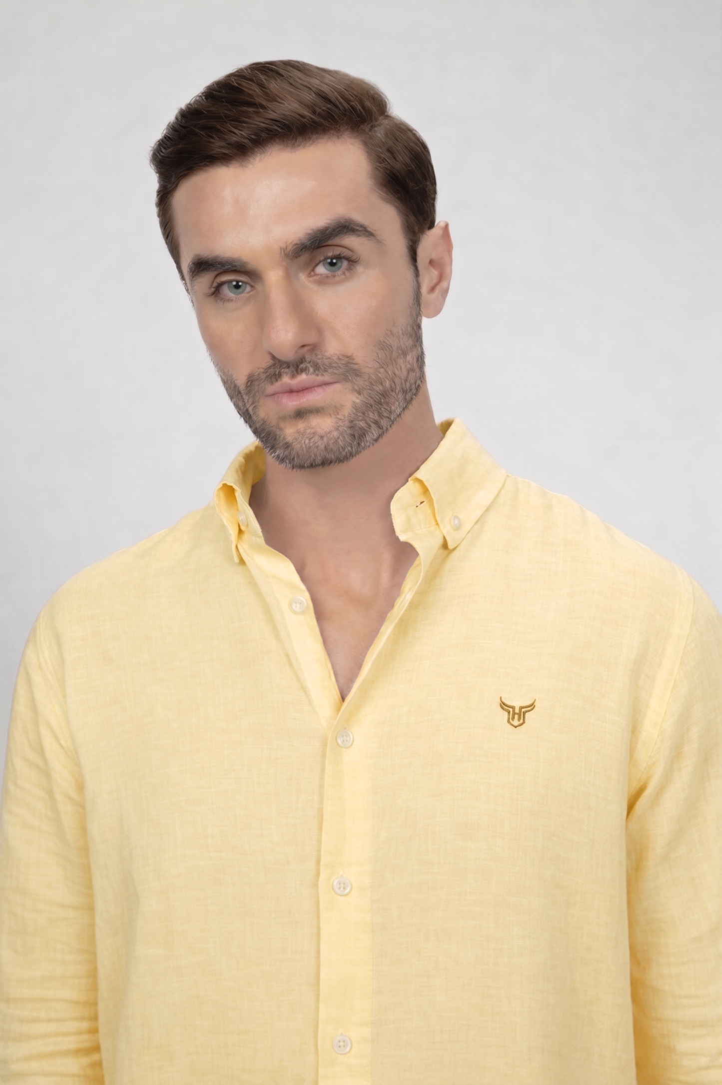100% Linen Solid Mens Shirt