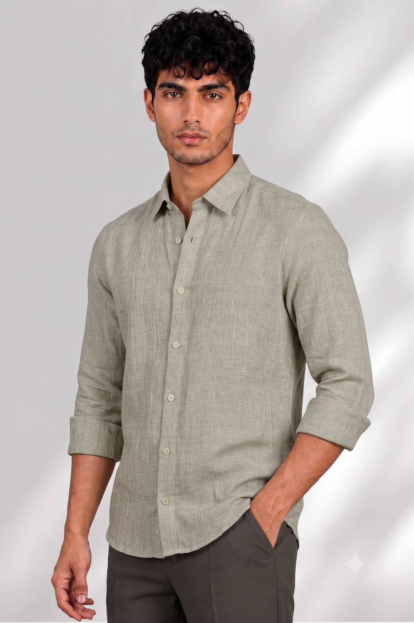 100% Linen Shirt - Checks Beige