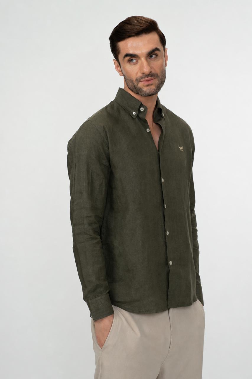100% Linen Solid Mens Shirt