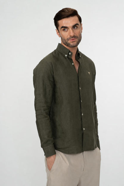 100% Linen Solid Mens Shirt