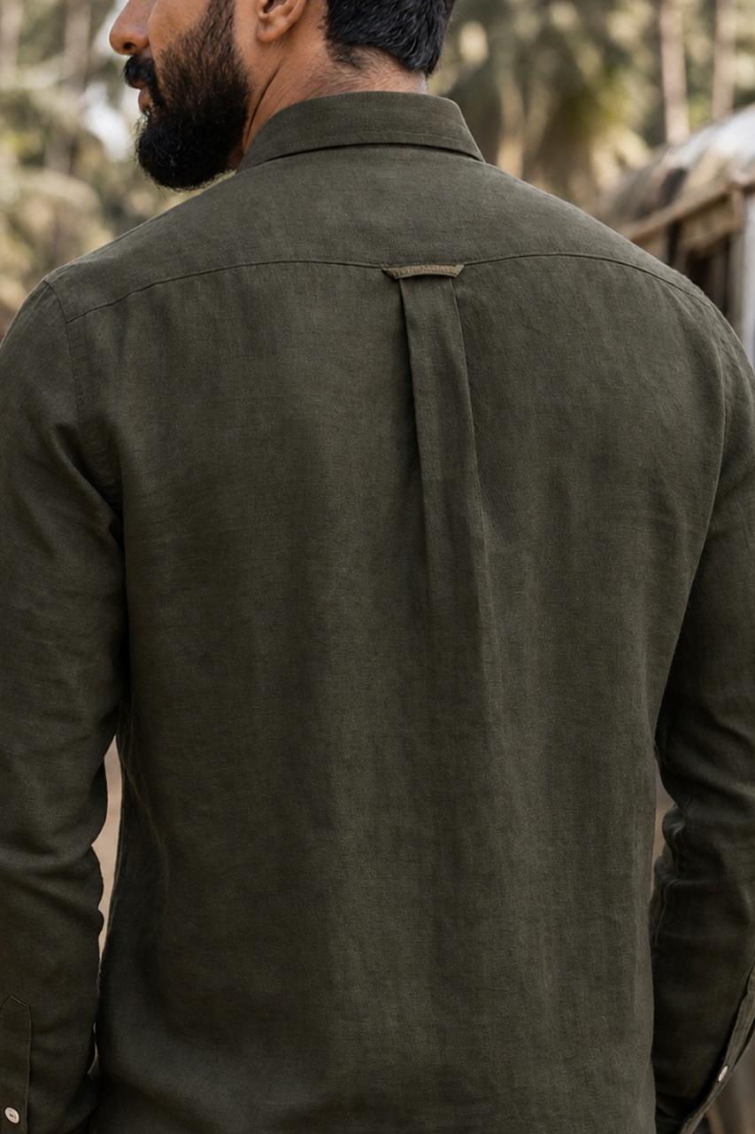 100% Linen Solid Mens Shirt