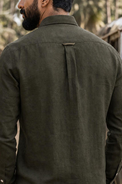 100% Linen Solid Mens Shirt