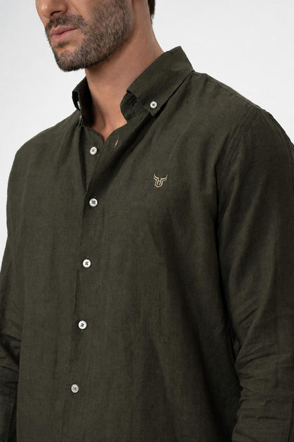 100% Linen Solid Mens Shirt