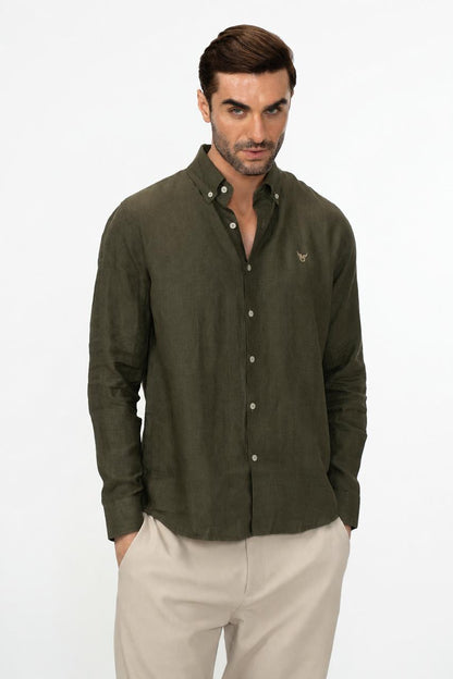 100% Linen Solid Mens Shirt