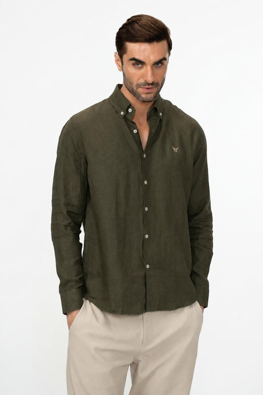 100% Linen Solid Mens Shirt