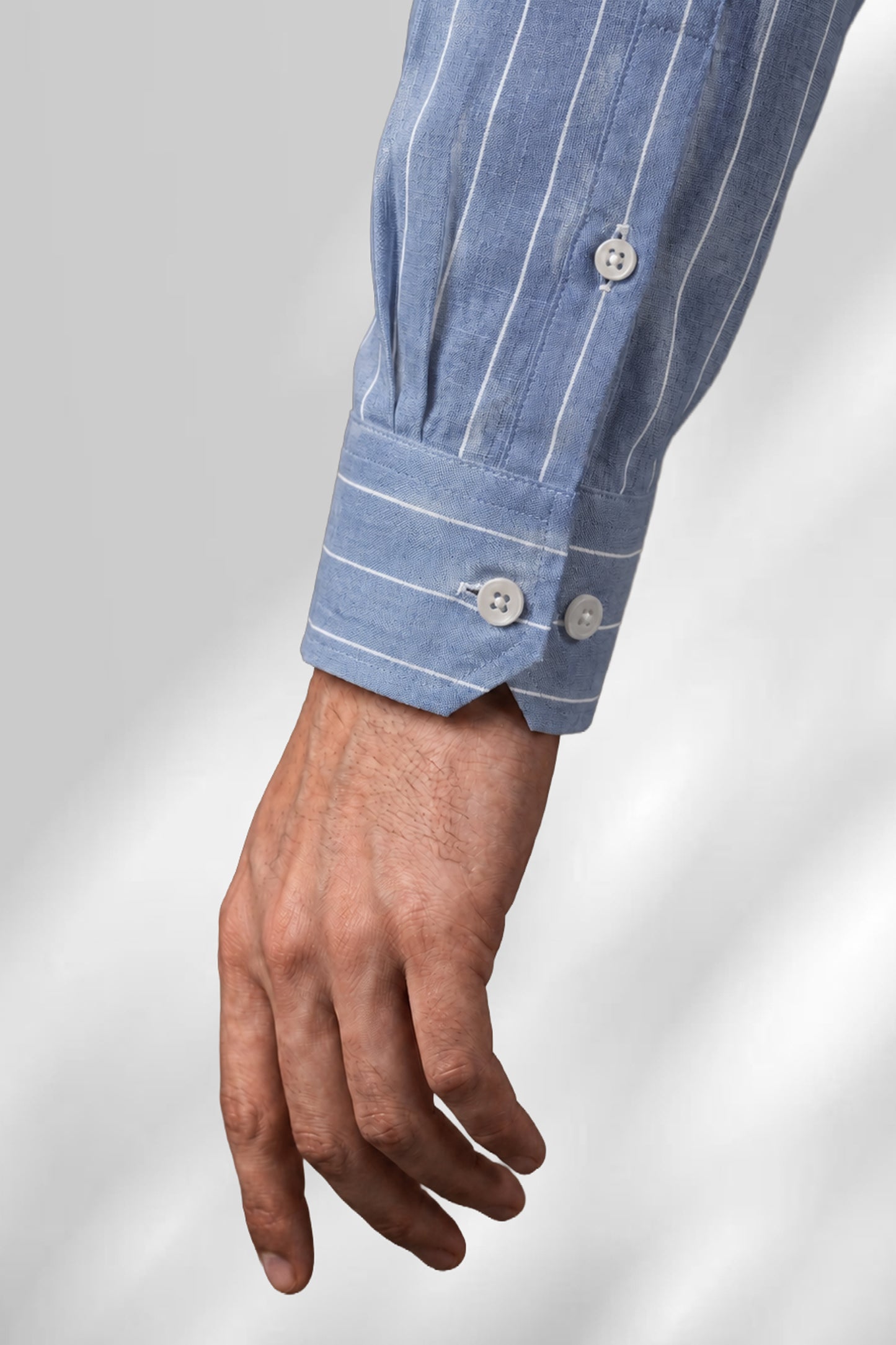 100% Linen Shirt - Stripes Blue