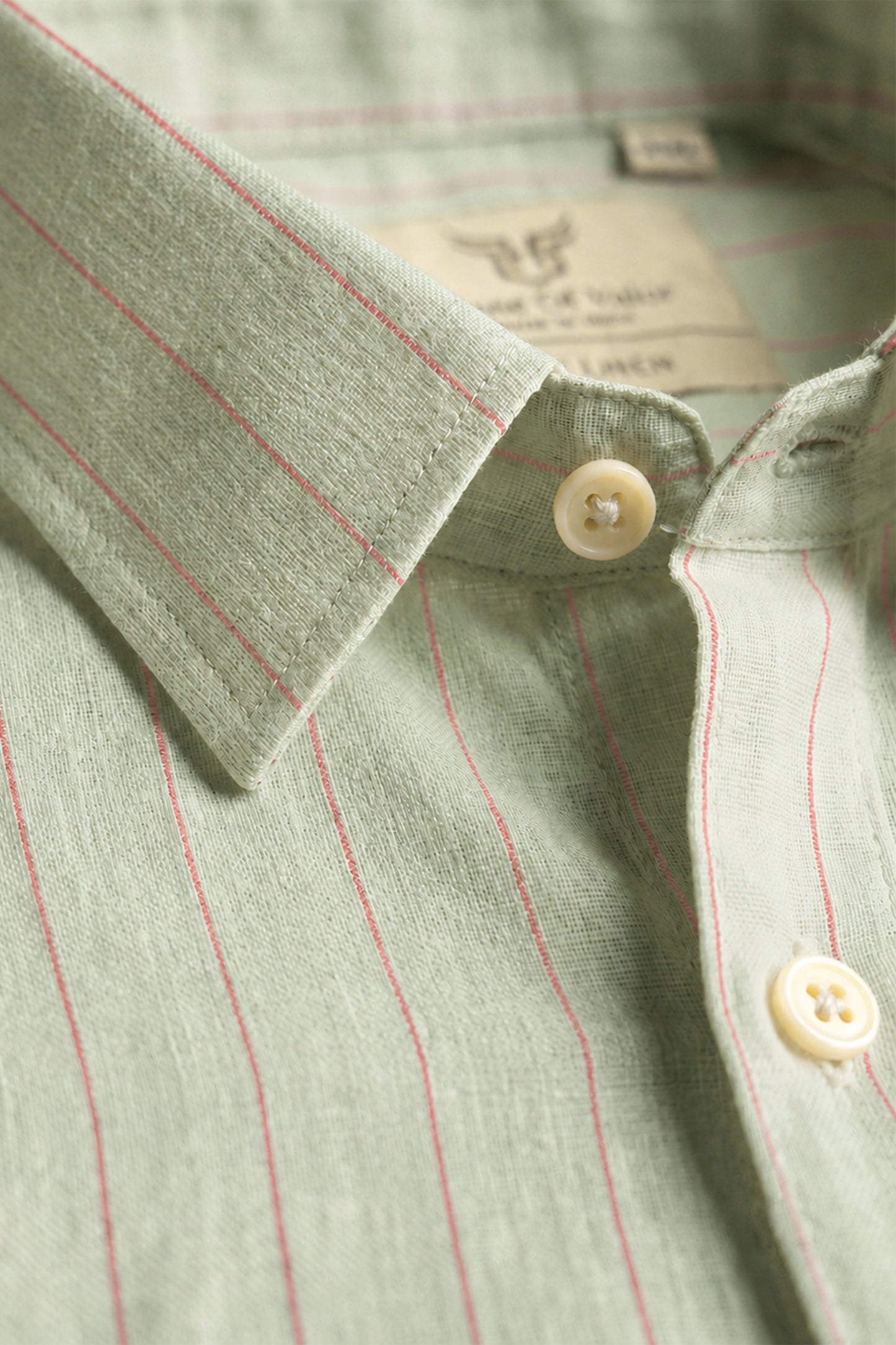 100% Linen Shirt - Stripes Mint Green