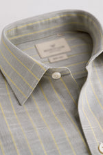 100% Linen Shirt - Stripes Grey