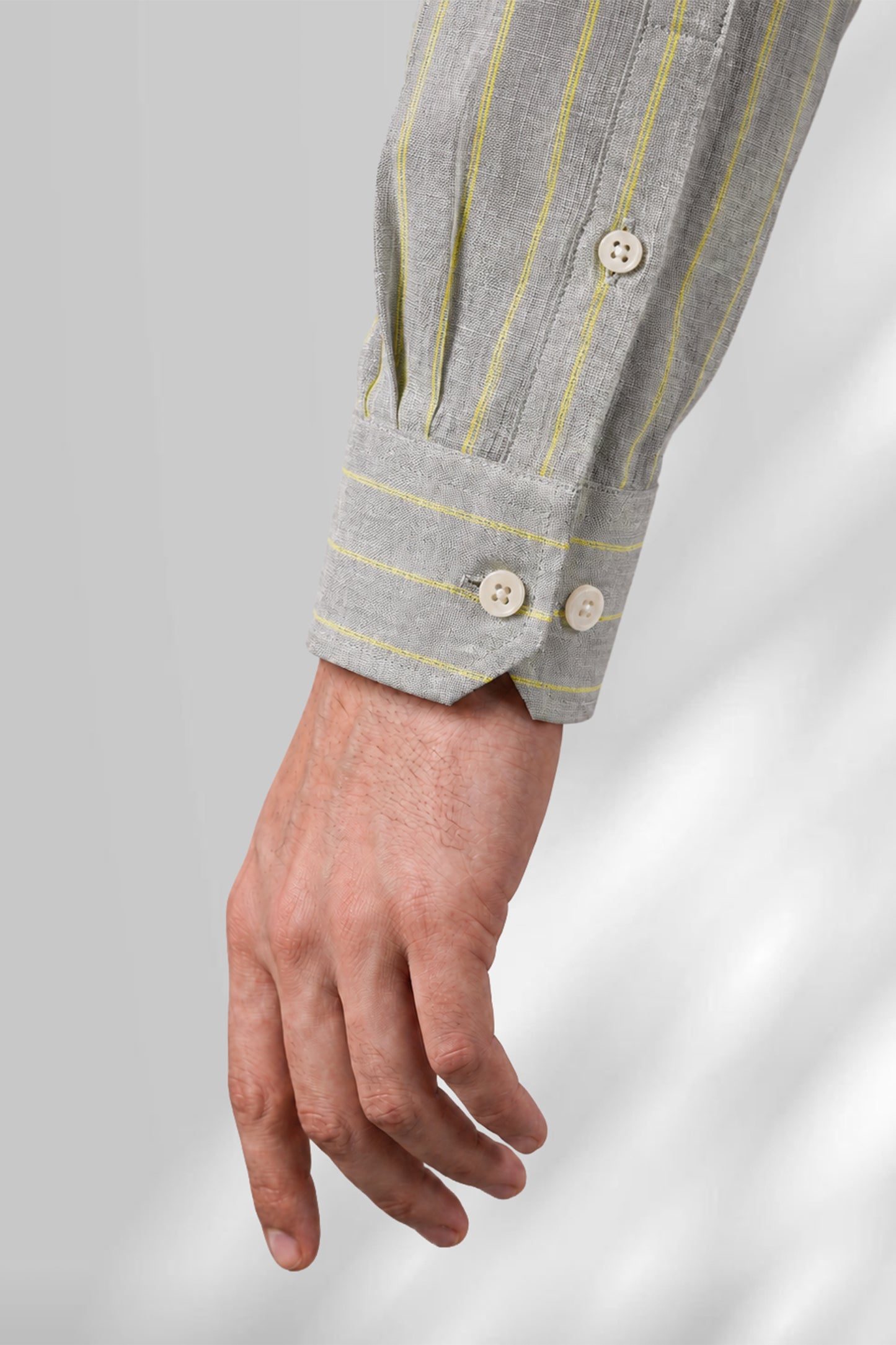 100% Linen Shirt - Stripes Grey