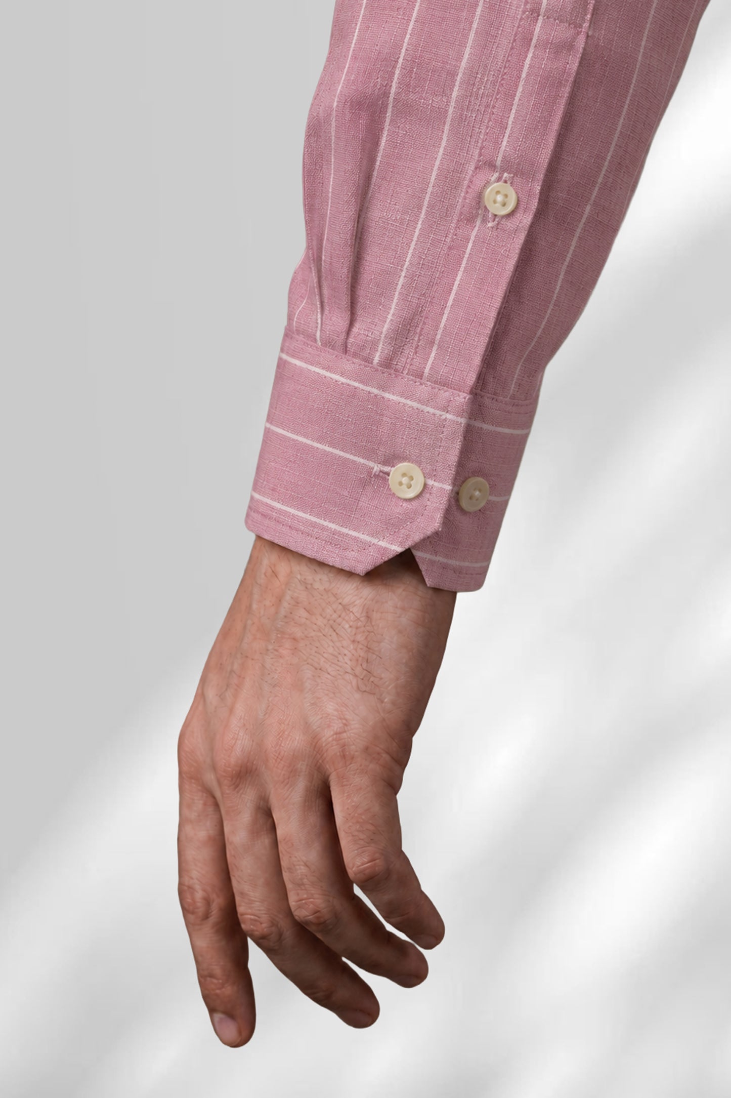 100% Linen Shirt - Stripes Pink