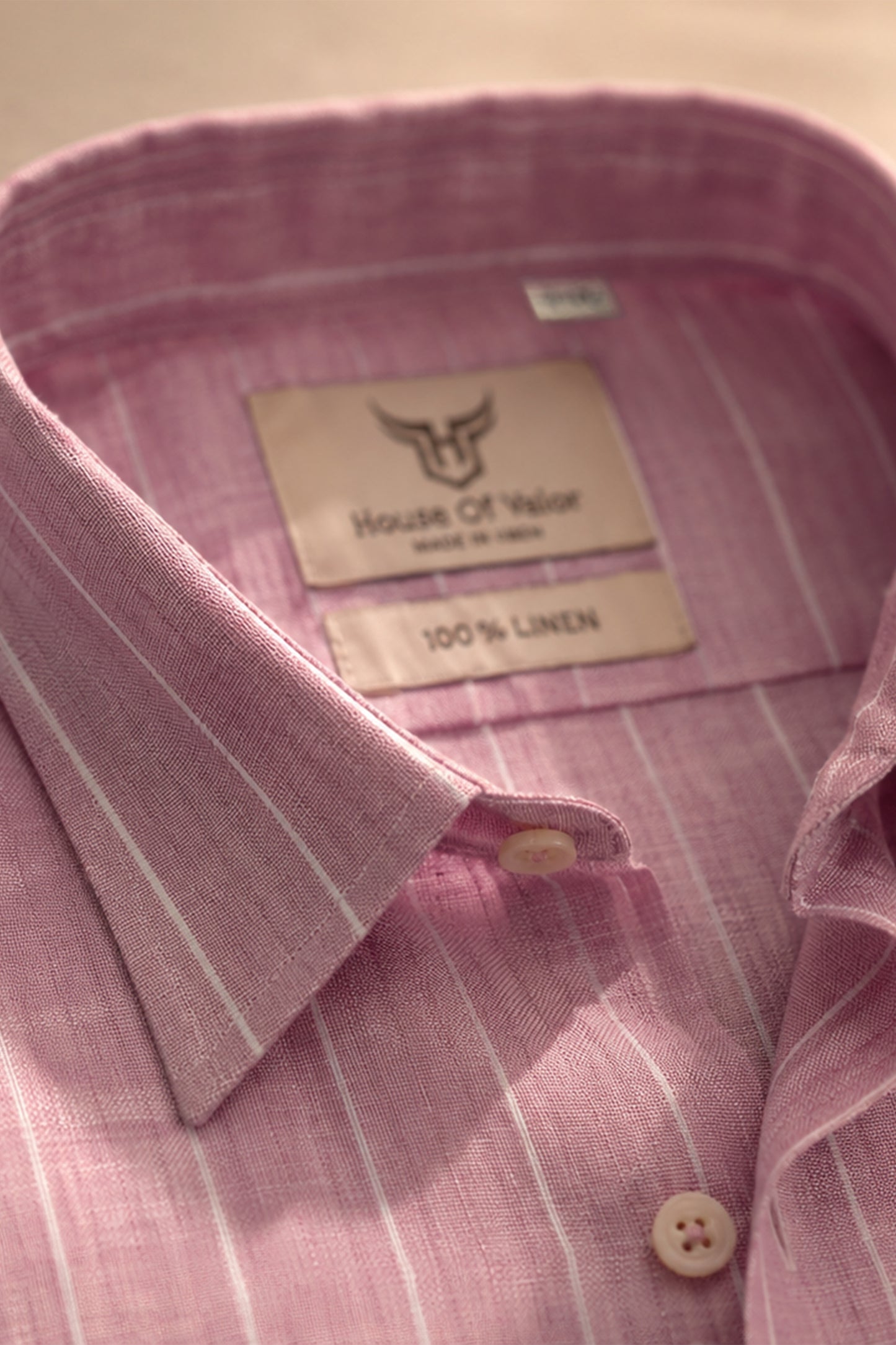 100% Linen Shirt - Stripes Pink