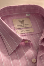 100% Linen Shirt - Stripes Pink