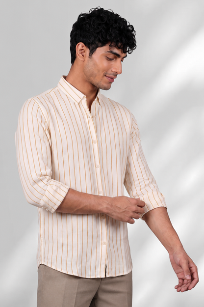 100% Linen Shirt - Stripes Mango