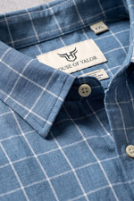 100% Linen Shirt - Checks Blue