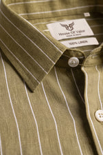 100% Linen Shirt - Stripes Mustard