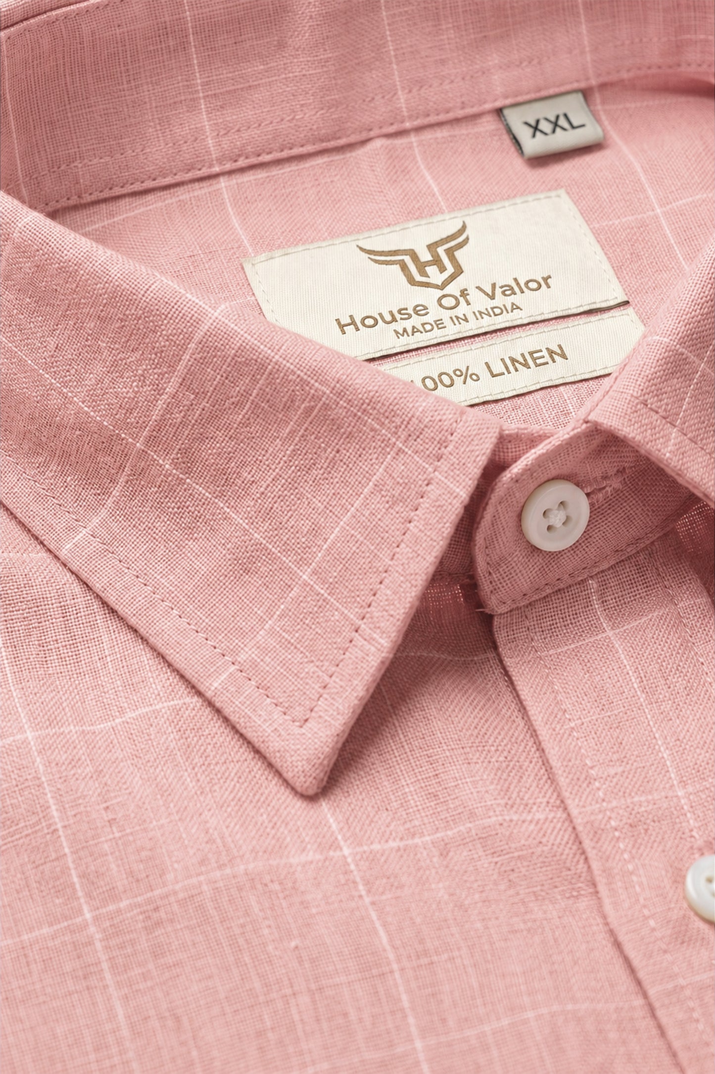 100% Linen Shirt - Checks Pink